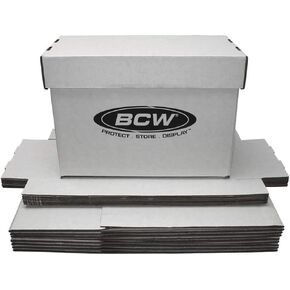 BCW Short Comic Storage Box | Premium White Corrugated Paper, 200 lb. Test Strength | Stackable, Holds 150-175 Current and Silver Age Comics | Comic Book Storage for Collectible Comics