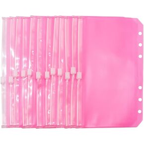 Purple PVC Binder Pockets 12pcs A6 Binders Zipper Pouch Bag Loose Leaf 6 Holes PVC Zip Organizer Folder for Journal Budget Filing Pocket Bags