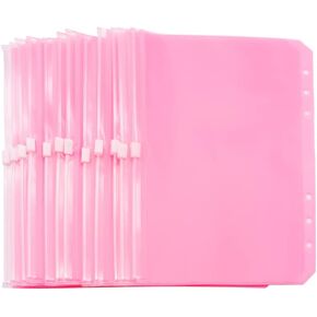 Purple PVC Binder Pockets 12pcs A6 Binders Zipper Pouch Bag Loose Leaf 6 Holes PVC Zip Organizer Folder for Journal Budget Filing Pocket Bags
