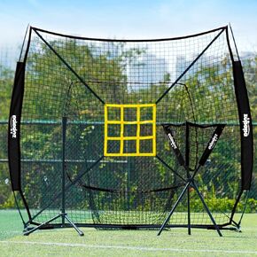 Zupapa 7x7 Feet Baseball Softball Hitting Pitching Net Tee Caddy Set with Strike Zone, Baseball Backstop Practice Net for Pitching Batting Catching for All Skill Levels