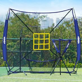 Zupapa 7x7 Feet Baseball Softball Hitting Pitching Net Tee Caddy Set with Strike Zone, Baseball Backstop Practice Net for Pitching Batting Catching for All Skill Levels