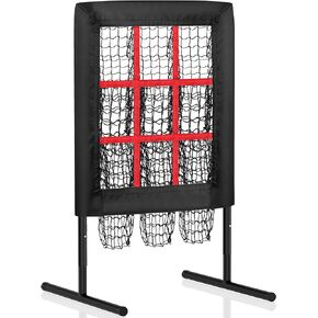 9 Hole Pitching Net Pitching Target Pitchers Net Baseball Trainer with Actual Strike Zone and Pitch Training Ball to Practice Baseball and Softball