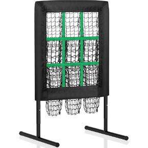 9 Hole Pitching Net Pitching Target Pitchers Net Baseball Trainer with Actual Strike Zone and Pitch Training Ball to Practice Baseball and Softball