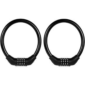 Bike Lock Cable, 4 Digit Security Resettable Combination Lock, Heavy Duty Anti Theft Bicycle Lock Chain, Combo Bike Locks, Portable Code Bicycle Cable Lock for Bike Motorcycle 16 inches 2 Pcs