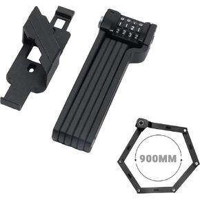 Himiway Upgrade Folding Bike Lock 4-Digit Anti Theft Combination 900MM Bike Foldable Lock Diameter 7.7MM Heavy Duty Anti Theft Bike Locks High Security Bicycle Security Foldable Lock with Bracket