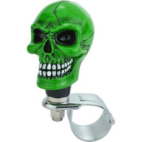 Lunsom Wheel Spinner Knob, Skull Shape Car Turning Driving Suicide Knob Power Handle Control Resin Steering Spinner Turn Aid Helper Fit Most Vehicle, Truck, Tractor, Boat (Green)