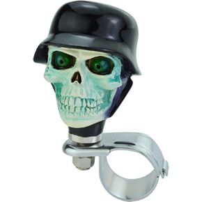 Lunsom Skull Soldier Wheel Control Power Grip Green Eyes Steering Spinner Driving Handle Booster Suicide Knob Car Turning Aid Helper Fit Most Auto Manual Vehicle (Silver)