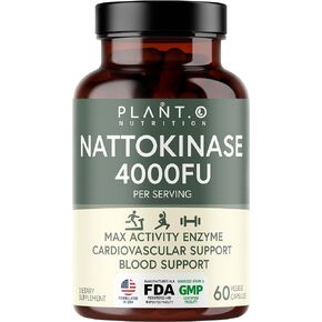 PLANT.O NUTRITION Nattokinase Supplement with Max Enzyme Support - 4,000 FU Per Serving - Premium Nattokinase Formula for Heart Health Support - 60 Capsules - Made in USA