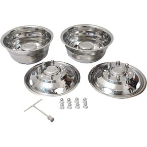 17 Inch 8 Lugs 4 Hand Holes Polished Stainless Steel Wheel Simulator Full Kits for 2005-2020 Ford F350 Dually Wheel
