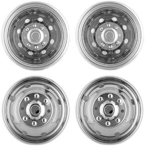 19.5" 8 Lug 5 Hand Hole Wheel Simulators,Front Rear Polished Stainless Steel 4pcs Bolt On Wheel Cover Hupcaps fit for 1999-2002 ford F450 F550 Super Duty 19F8