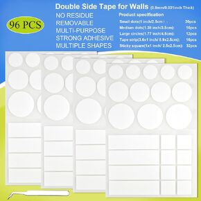 Weishuo Clear Removable Glue dots, Double Sided Adhesive Sticky Dots & Strips, Mounting Putty Stick Tack for Wall Hanging, Balloon, Art Craft
