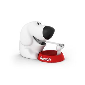 Scotch Dog Tape Dispenser with 1 Roll of Scotch Magic Tape - Holds Tape up to 19 mm Wide x 7,5 m - Cute Stationery Sets and Cute Gifts - White