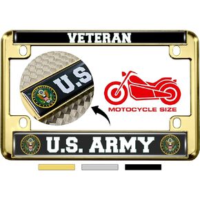 [Officially Licensed Product] - Motorcycle Metal License Plate Frame with U.S. Army Veteran Design - Black