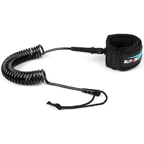 10 ft Surf Board Leash, 5.5mm Thick Urethane Coiled Paddle Board Leash. Coiled Spring Leg Foot Rope SUP Leash for Shortboard, Longboard, Paddleboard, Kayak