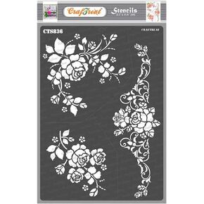 CrafTreat Rose Stencils for Painting on Wood, Canvas, Paper, Fabric and Wall - Bouquet of Roses - Size: A4 (8.3 x 11.7 Inch) - Reusable DIY Art and Craft Stencils for Home Decor - Flowers templates