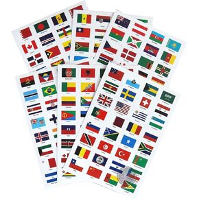 World Flags Stickers - 192 Countries PVC Transparent Planner Travel Stickers for School, Theme Parties, Homeschool, Journal Sticker, Labels
