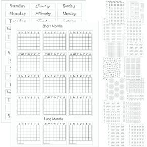 ملصقات مخططة أسبوعية بسيطة للإنتاجية (أسود وأبيض) - 30 ورقة من الملصقات القابلة للكتابة والشفافة - تقويمات صغيرة، متتبع العادات، الأيام، الأرقام - لوازم المجلات المنقطة in Kuwait
