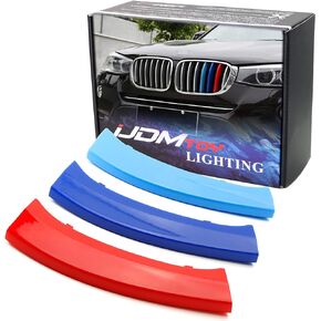 iJDMTOY تناسب تمامًا ///M-Color Grille Insert Trims متوافقة مع BMW F25 X3 F26 X4 Center Kidney Grill (7 عوارض)