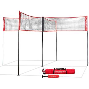 PowerNet Four Square Volleyball Net | Fun New Game | Play at The Park or Beach | 2 Versions