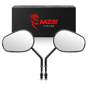 MZS Motorcycle Mirrors, Universal 10mm 8mm Heavy Duty Aluminum Motorbike Rear View Side Mirror Accessories Adjustable Black Arrow Compatible Touring Cruiser Street Bike Cafe Chopper Scooter Moped