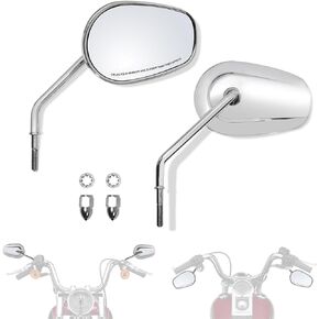 Handlebar Mount Mirrors,Left & Right Side Long Stem Rearview mirrors for 1982-2023 Harley Models,for CVO Dyna Electra Glide Road Glide Road King Softail Street Glide Sportster 1200 883,Chrome