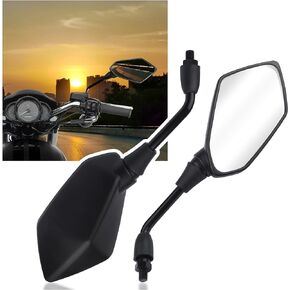 2PCS Motorcycle Mirrors with 8mm&10mm Bolt,HD Motorcycle Mirrors for Handlebars,360-degree Adjustable Motorcycle Wide Angle Rear View Mirror Car Accessories for Scooter,ATV,Dirt Bike