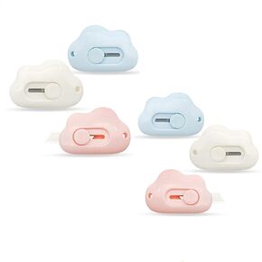 RUITASA Mini Utility Knives Cloud Shaped Box Cutter, 6PCS Cloud Shaped Box Cutter, Retractable Letter Opener, Cloud Shaped Mini Art Cutter, Suitable for Cutting Envelopes