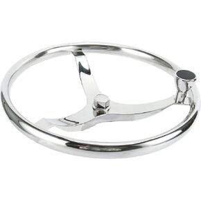 YaeMarine عجلة قيادة قارب من الفولاذ المقاوم للصدأ 3 تكلم عجلة قيادة رياضية عجلة قيادة بحرية بقطر 13-1/2 بوصة مع صامولة 1/2 بوصة ومقبض دوران 7300S1 in Kuwait