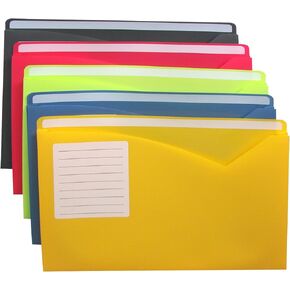 C-Line Write-on Poly File Jackets, Lime Green, Amber Orange, Steel Blue, Pack of 10