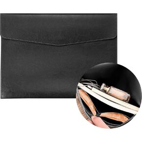 VANRA File Folder Organizer PU Leather File Jackets Document Holder Project Pockets with Magnetic Closure Button and Inner Bag for A4 Letter Size Paper (Brown)