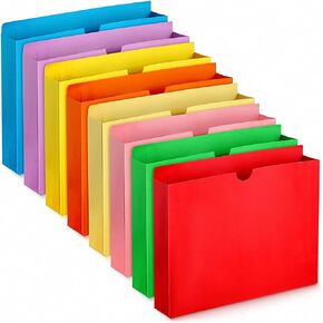 40 Pack File Folders 2 Inch Expanding Pocket Expandable File Folders Letter Size Reinforced Straight Cut Tab Expand File Jackets Document Folder 8 Colors