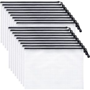 Mifflin-USA 18pcs Mesh Zipper Pouch Document Bag, A4 Mesh Bags Waterproof Clear Travel Zipper Organizing Bags for Board Game School Home Office Organization