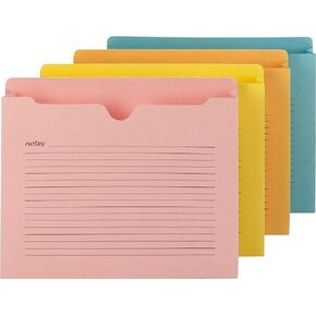 Smead Notes File Jacket, Letter Size, Straight-Cut Tab, Flat-No Expansion, Assorted Colors, 12 per Pack (75616)
