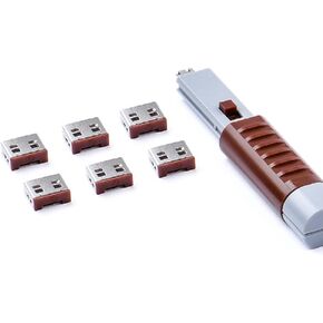 USB Port Locks Basic with Key - 6 Lock 1 Key (Brown)