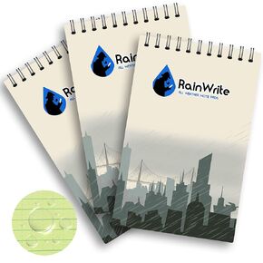 Ring Binder Depot RainWrite Waterproof Notepad for All Weather, Waterproof Journal Writing Paper with Yellow Graph Pages, Spiral Notebook for Outdoors 4" x 6" (3 Pack)