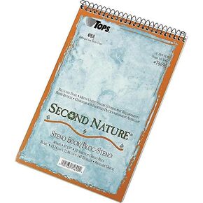 TOPS Second Nature Spiral Steno Books, Recycled, 6 x 9 Inches, Gregg Rule, Tan Cover, 70 Sheets Per Book (74690)