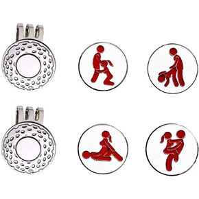 JPTSDBNWMT 6 PCS Funny Adult Golf Ball Markers Hat Clip with Magnetic for Men Women Golfer Gifts Enamel Technique