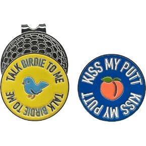 Koku Sports Talk Birdie to Me - Funny Emoji Golf Ball Marker with Hat Clip - Men's and Women's Golf Novelty Gift (Set Includes 2 Removable Golf Ball Markers, 1 Magnetic Hat Clip)