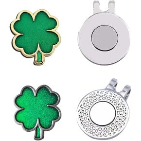 2 Pcs Clover Golf Ball Marker with Golf Hat Clip for Women