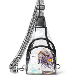 LATMAP Clear bags Stadium Approved Crossbody Fanny Pack Sling Bag Backpack Purses for Women Men for stadium events Unisex Black