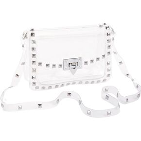 COROMAY Clear Purse for Women, Clear Crossbody Bag Stadium Approved, Fashion Rivet Decor Clear Purses