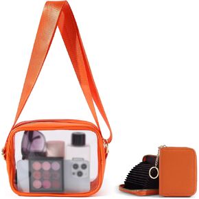 TOBVZOO Clear Purse Crossbody Bag Stadium Approved, Transparent Bag with Adjustable Strap for Concerts Sports Events