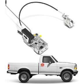 A-Premium Door Latch Assembly w/Cable Compatible with Ford 1992-1996 F-150, 1994-1996 Bronco, 1992-1997 F-250/F-350, Front Left Door Lock Actuator Motor Cable Rod Kit, F4TZ15219A65A, F4TZ-15219A65-A