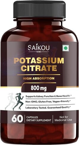 Potassium Citrate 800 mg High Absorption - 60 Servings Supports Electrolyte Balance, Kidney and Bone Health in Saudi Arabia