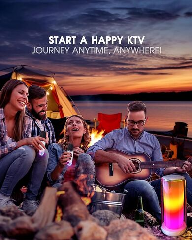 Karaoke Machine for Adult Kids, Portable Bluetooth Karaoke Speaker with 2 Wireless Microphones, Singing Karaoke Player for Birthday Gift Party Family Home Supports TWS/Bluetooth/TF/AUX/USB in Kuwait