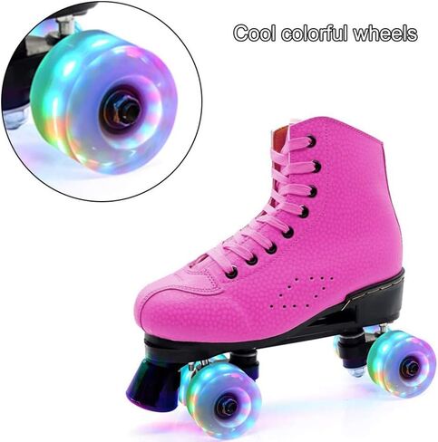 Roller Skate Wheels Light Up, 8 Pack with Bearings - Roller Skate Wheels for Double Row Skating and Skateboard 32mm x 58mm (Wheels White) in Saudi Arabia