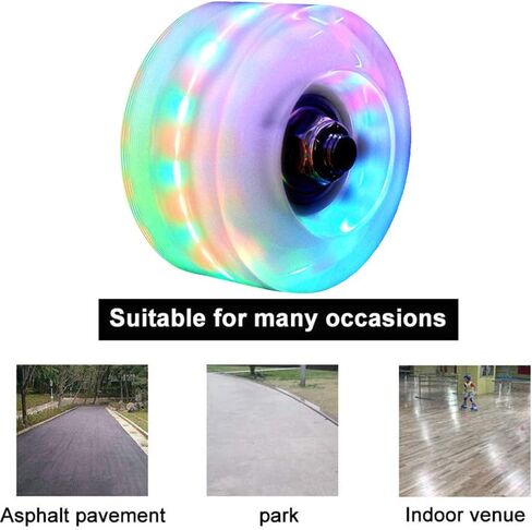 Roller Skate Wheels Light Up, 8 Pack with Bearings - Roller Skate Wheels for Double Row Skating and Skateboard 32mm x 58mm (Wheels White) in Saudi Arabia