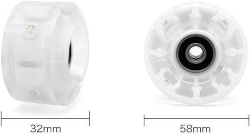 Roller Skate Wheels Light Up, 8 Pack with Bearings - Roller Skate Wheels for Double Row Skating and Skateboard 32mm x 58mm (Wheels White) in Saudi Arabia