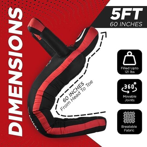 FITEMORE Grappling Dummy - MMA Unfilled Punching Bag - Phantom Black Wrestling Dummy - Judo, Karate Training, Fitness, BJJ, Brazalian Jiu Jitsu, Mixed Martial Arts Training & Kick Boxing in Saudi Arabia
