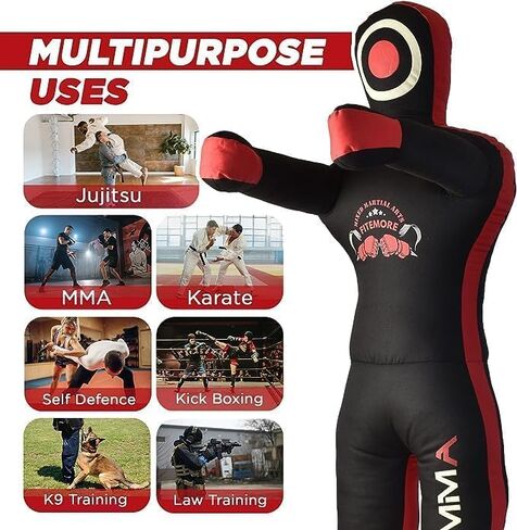 FITEMORE Grappling Dummy - MMA Unfilled Punching Bag - Phantom Black Wrestling Dummy - Judo, Karate Training, Fitness, BJJ, Brazalian Jiu Jitsu, Mixed Martial Arts Training & Kick Boxing in Saudi Arabia